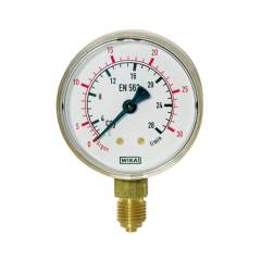 Riegler 101294.Pressure gauge oxygen, G 1/4 radial bottom, 0-20/40 bar, Ø 63 mm