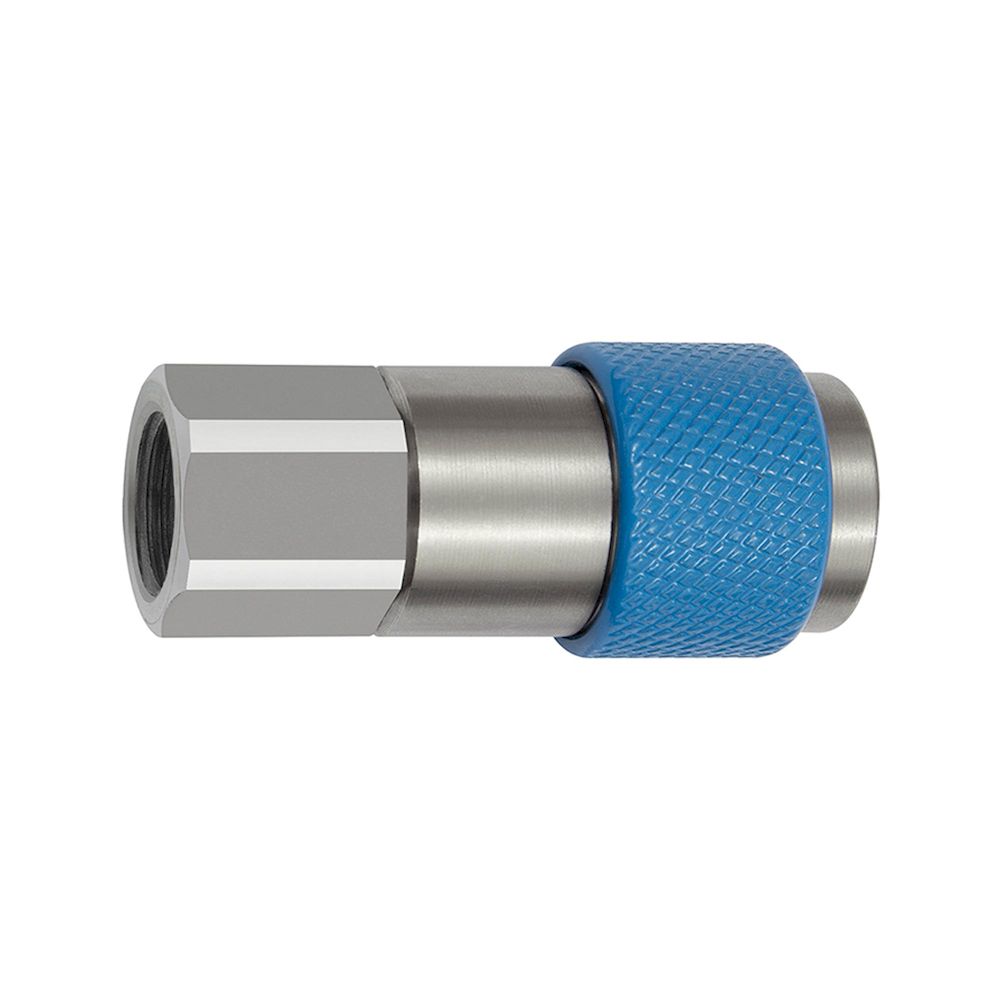 Riegler 141886.Captive swivel safety coupling I.D. 6, ISO 6150 C, G 3/8 IT, blue