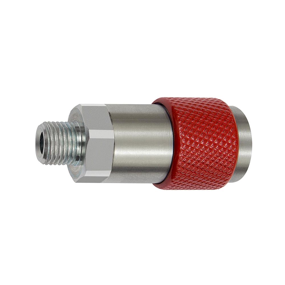 Riegler 141850.Captive swivel safety coupling I.D. 6, ISO 6150 C, G 3/8 ET, red