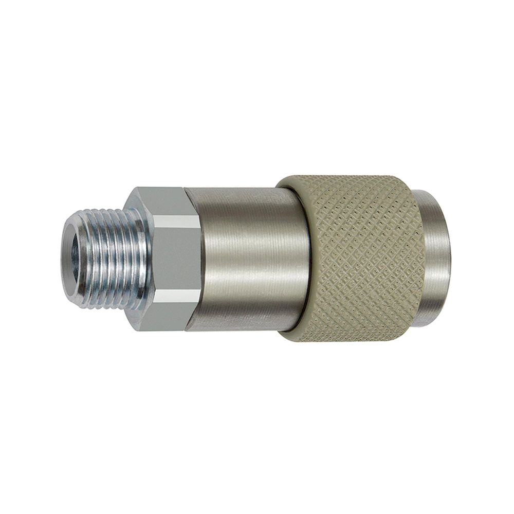 Riegler 141876.Captive swivel safety coupling I.D. 6, ISO 6150 C, G 3/8 ET, gray