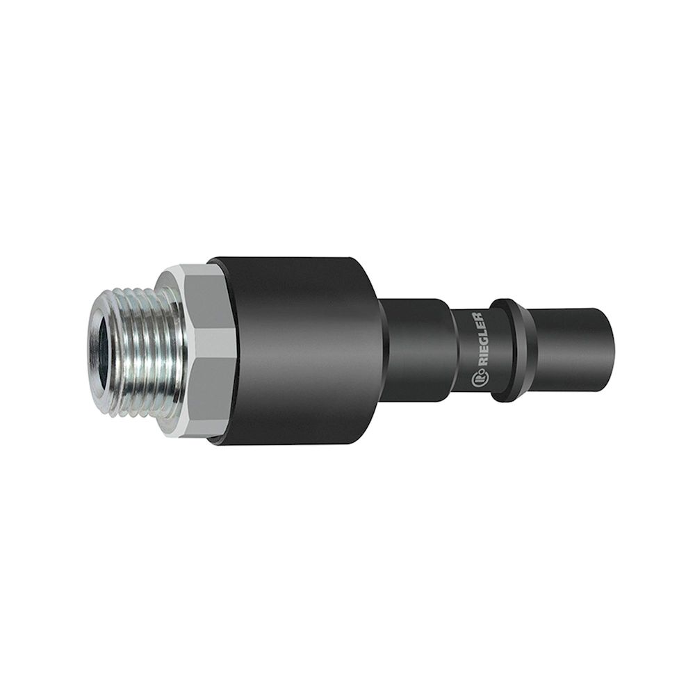 Riegler 141795. Nippel mit RSV für Kupplungen NW 11, ISO 6150 C, Stahl, G 1/2 AG