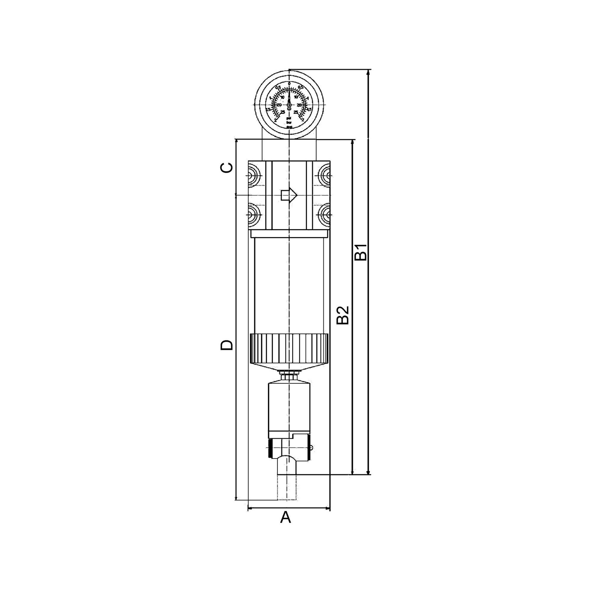 Mikrofilter mit Differenzdruckmanometer, 0,01 µm, G 1 1/4 - Riegler 101565