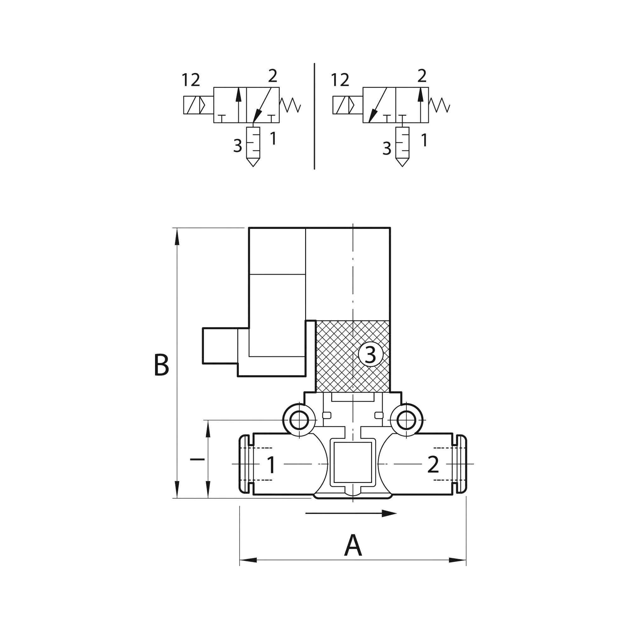 3/2-Wege-Magnetventil schallgedämpfte Entlüftung, NC, Schl.8 - Riegler 106844