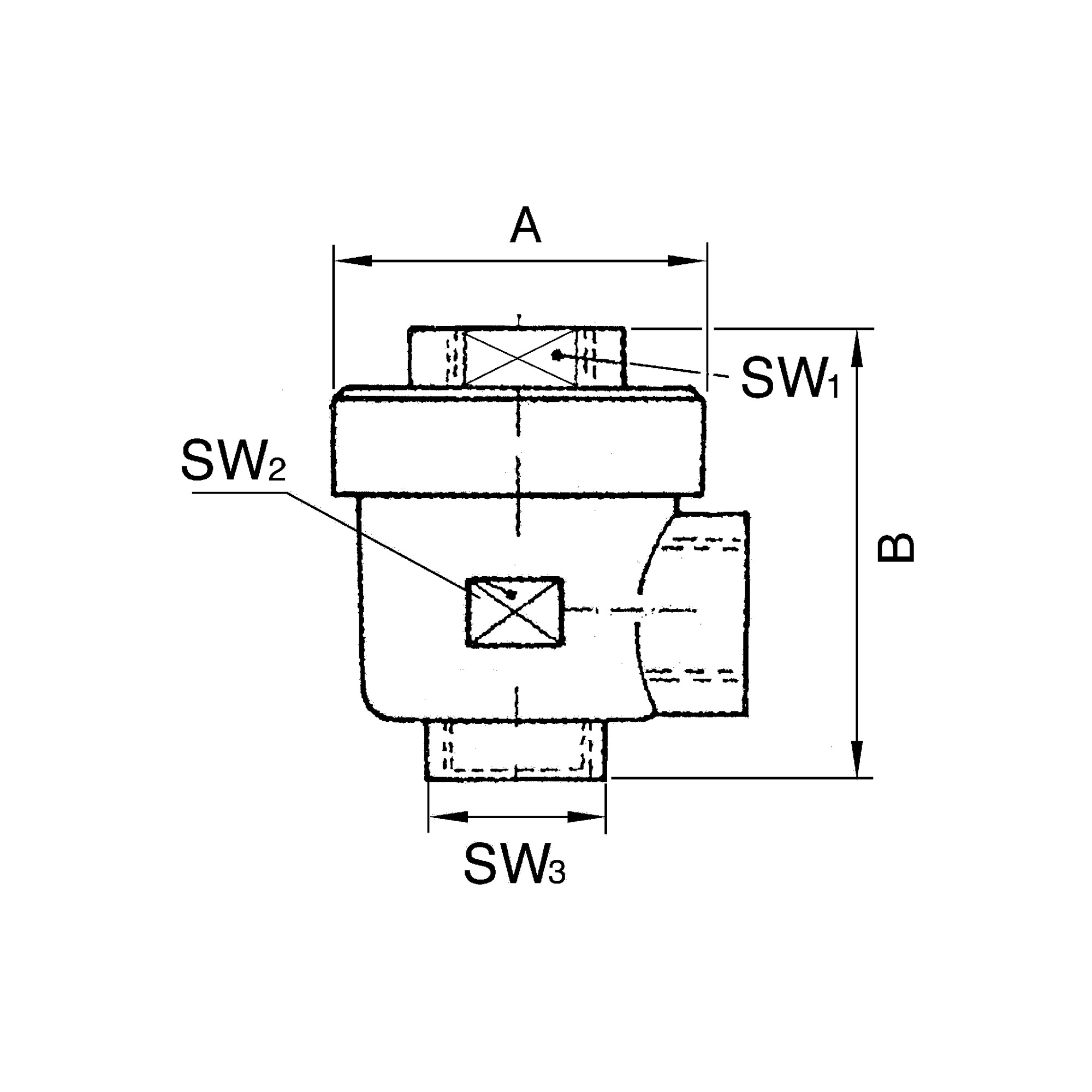 Schnellentlüftungsventil, G 1/8, SW1 14, SW2 14, SW3 14 - Riegler 107051