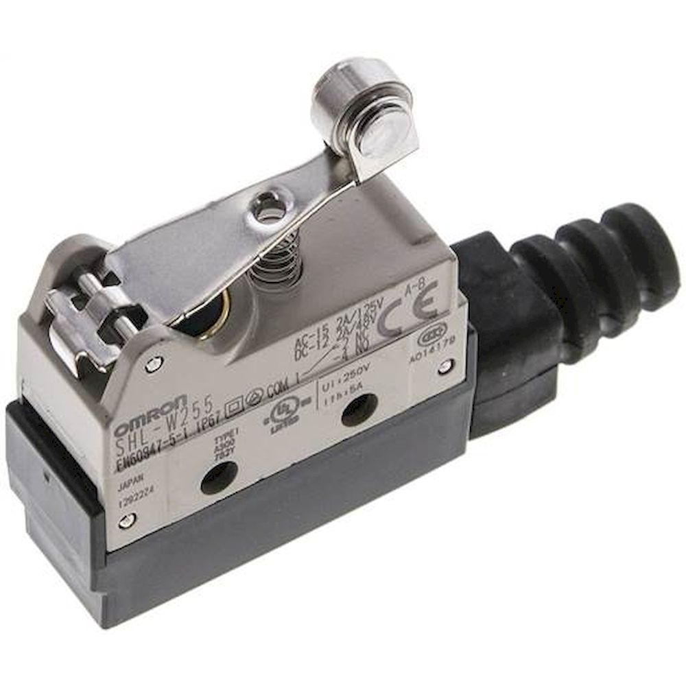 Omron SHLW255. Omron sub-miniature switch, short roller lever