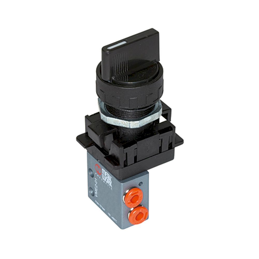 Riegler 106401. 3/2-Miniventil, manuell, Drehknopf, NC, monostabil, 4 mm seitlich