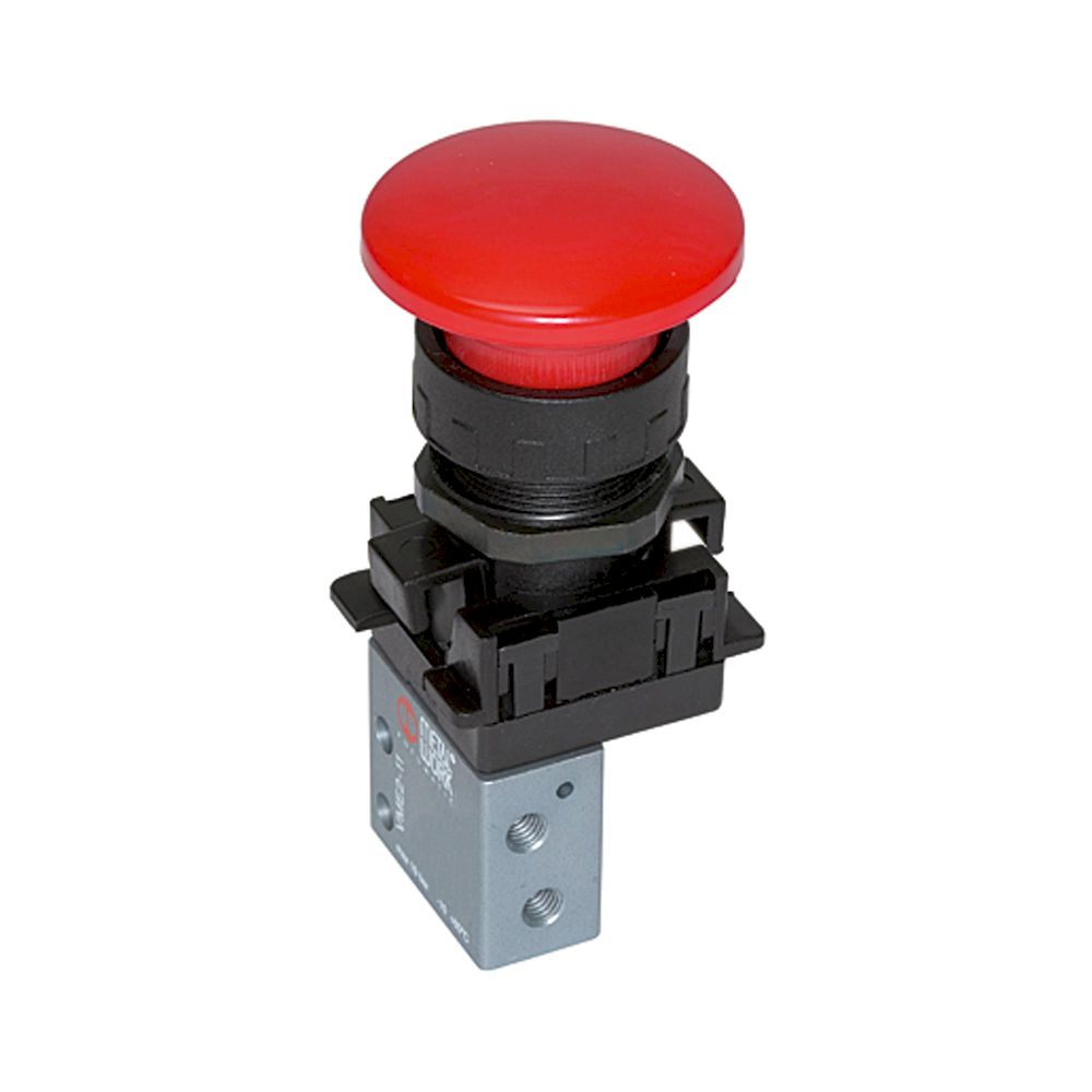 Riegler 106413. 3/2-Miniventil, manuell, Pilztaster, NC, monostabil, 4 mm seitl.