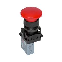 Riegler 106413. 3/2-Miniventil, manuell, Pilztaster, NC, monostabil, 4 mm seitl.