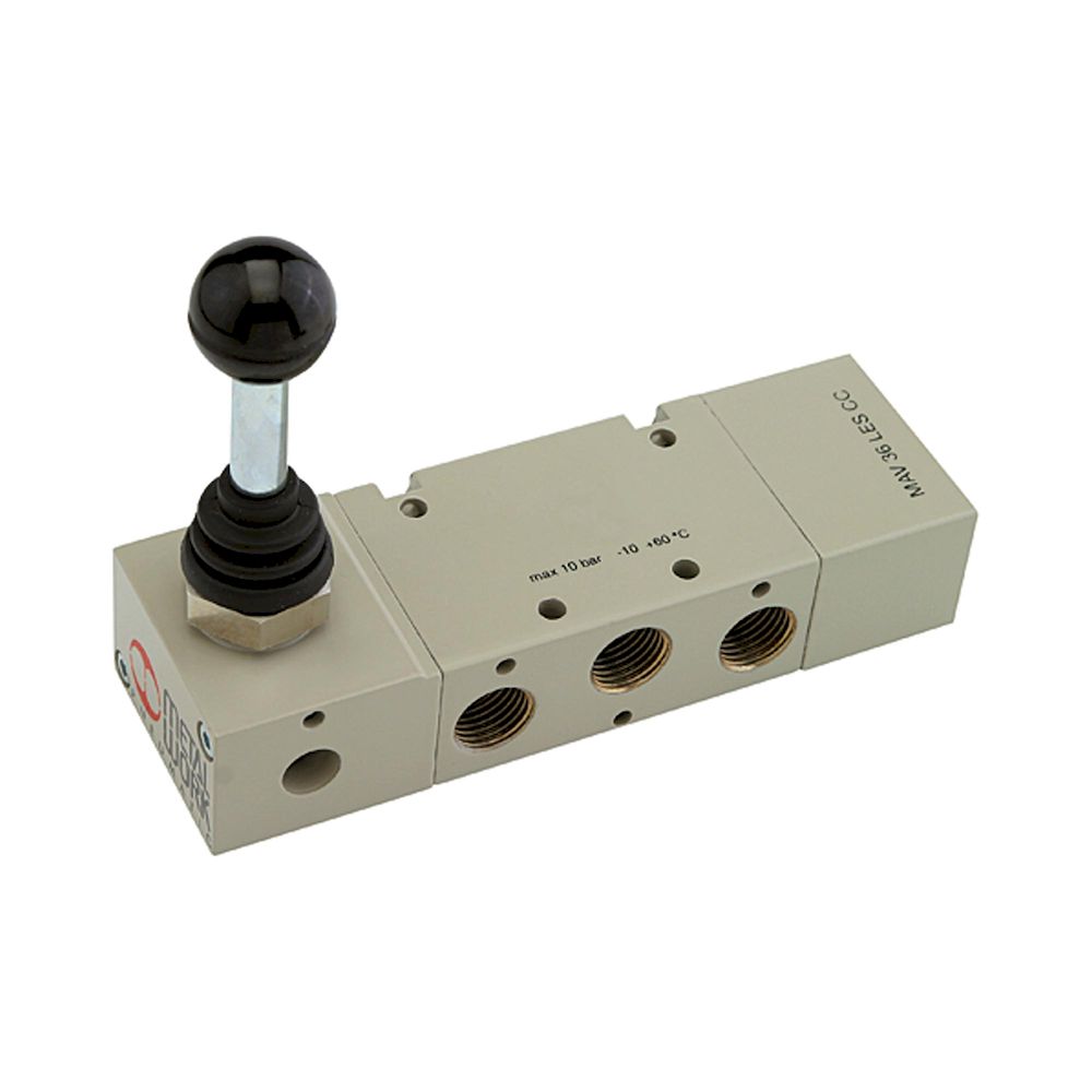 Riegler 106470. 5/3-Wegeventil, man. 90° Hebel, G 1/8, Mitte geschl., Federrück.