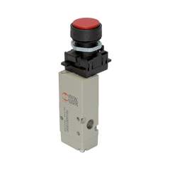 Riegler 106417.3/2-way valve, manual, Push button, NC, monostable, G 1/8