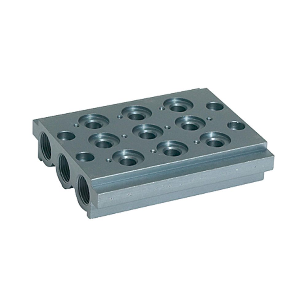 Riegler 106623.Multi-base plate for the way valves, 3 valve positions, G 1/8