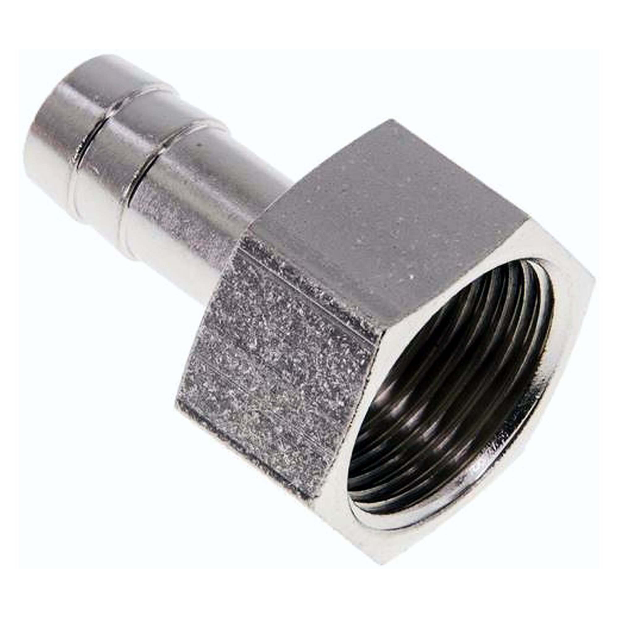 Screw-on hose tail, female thread G 3/4", hose 13 (1/2") mm, nickel-plated brass