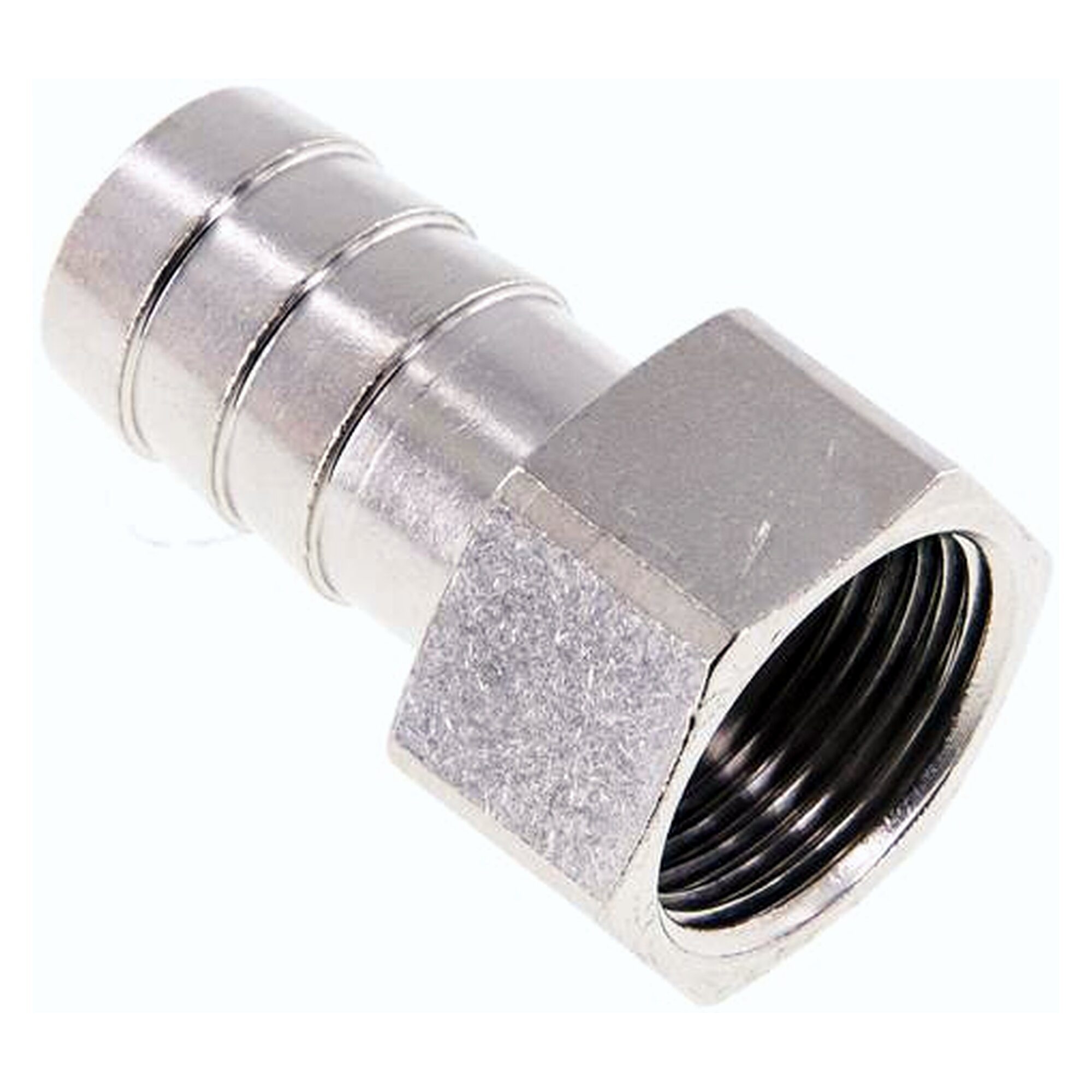 Screw-on hose tail, female thread G 3/4", hose 19 (3/4") mm, nickel-plated brass