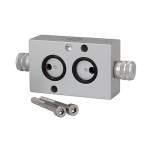 Riegler 103665. Drosselplatte, NAMUR-Ventile, Alu elox., 5-Wege, Rändelschraube