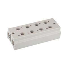 Riegler 116227. Mehrfach-Grundplatte, 3/2-Wegeventile, 4 Positionen, G 1/4, G 3/8