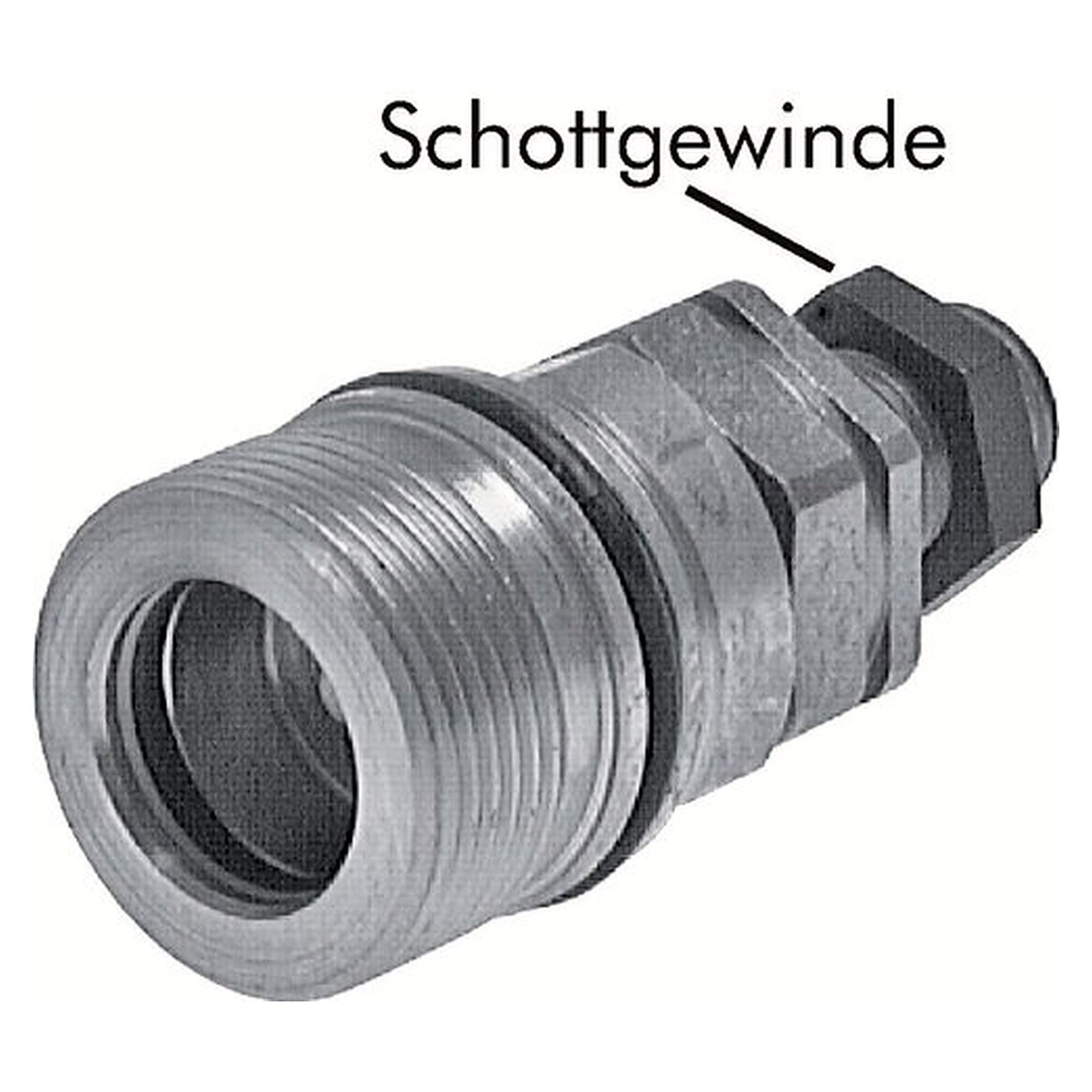 Schott-Schraubkupplung, Muffe Baugröße 6, 18 L (M26x1,5), Stahl verzinkt
