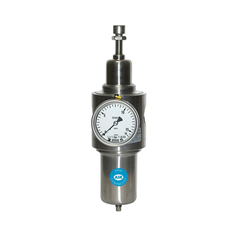 Riegler 101207.Stainless steel filter regulator, 1.4404, G 1/4, 1 - 15 bar