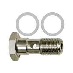 Riegler 110444.Hollow screw with PTFE sealing ring, Single, G 1/8