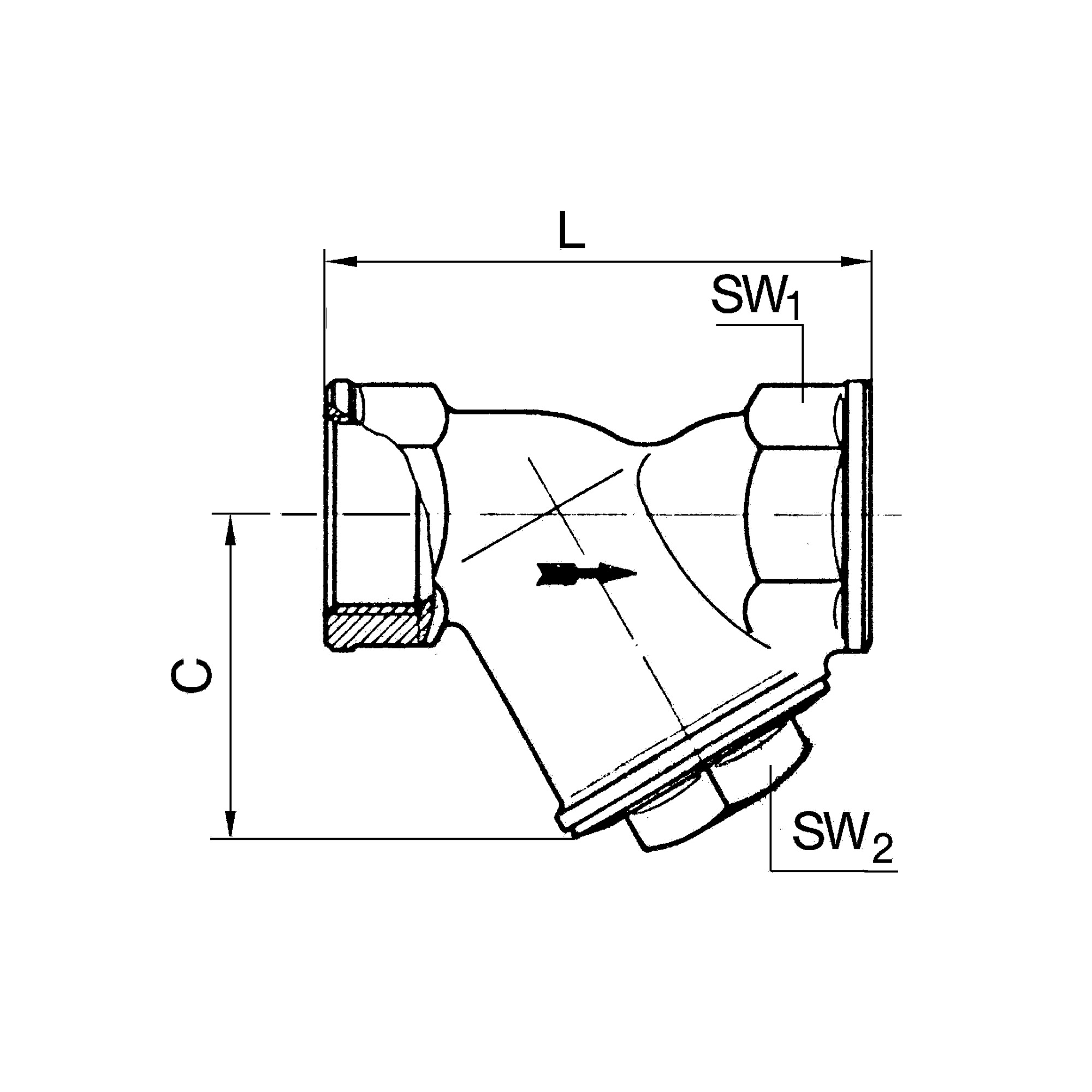 Schmutzfänger, Messing vernickelt, G 1 1/2, DN 40, MW 0,3 mm - Riegler 141007