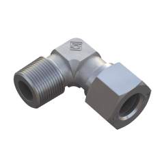 Stauff 6010014938. Male Stud Elbow NPT Thread Type: 06LL Size: 1/8 with Cutting Ring & Union Nut Steel, Zinc/Nickel-Plated