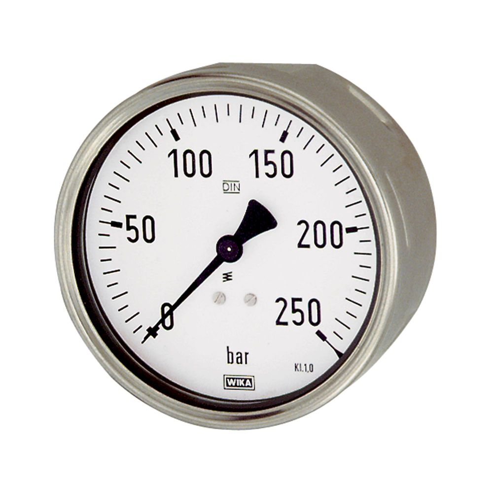 Riegler 102063. Manometer, Robustausf., G 1/2 hinten exzentr., 0-16,0 bar, Ø 100