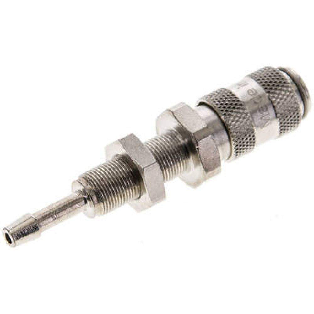 Schott-Kupplungsdose (NW2,7) 3mm Schlauch, Messing vernickelt