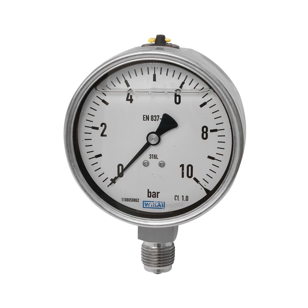 Riegler 102308.Glycerine pressure gauge, CrNi steel, G 1/4, -1 / 0 bar, Ø 63