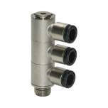 Riegler 108809. L-Mehrfachverteiler 3-fach »click-clock«, drehbar, G 1/8 a. Ø 8mm