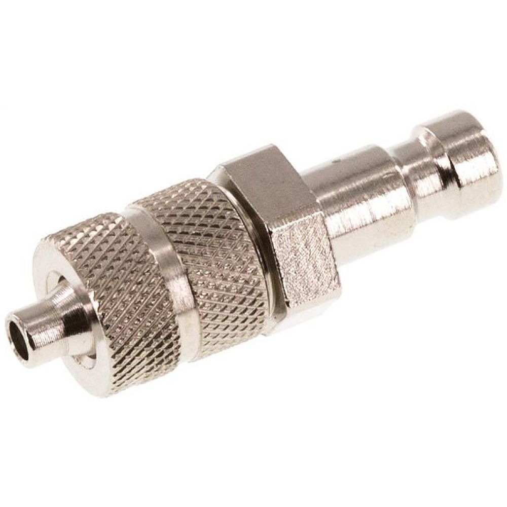 Kupplungsstecker (NW2,7) 4,3x3mm Schlauch, Messing vernickelt