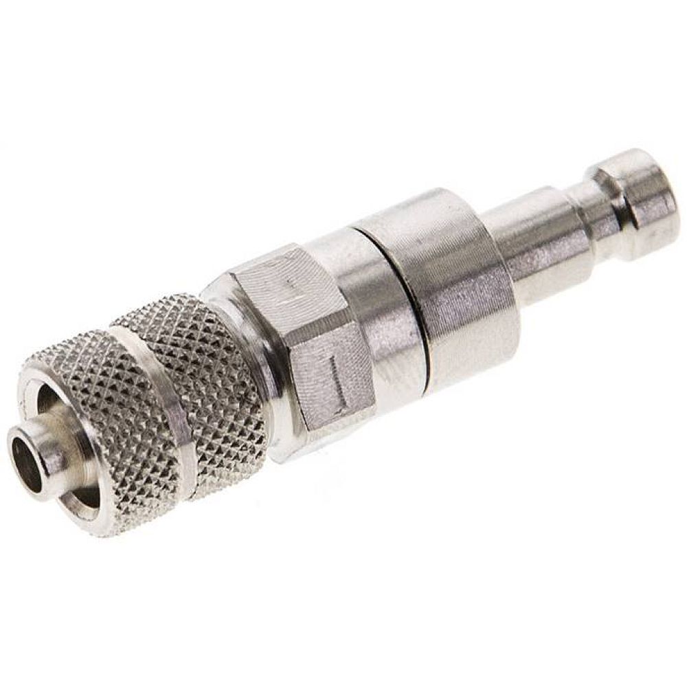 Kupplungsstecker (NW2,7) 6x4mm Schlauch, Messing vernickelt