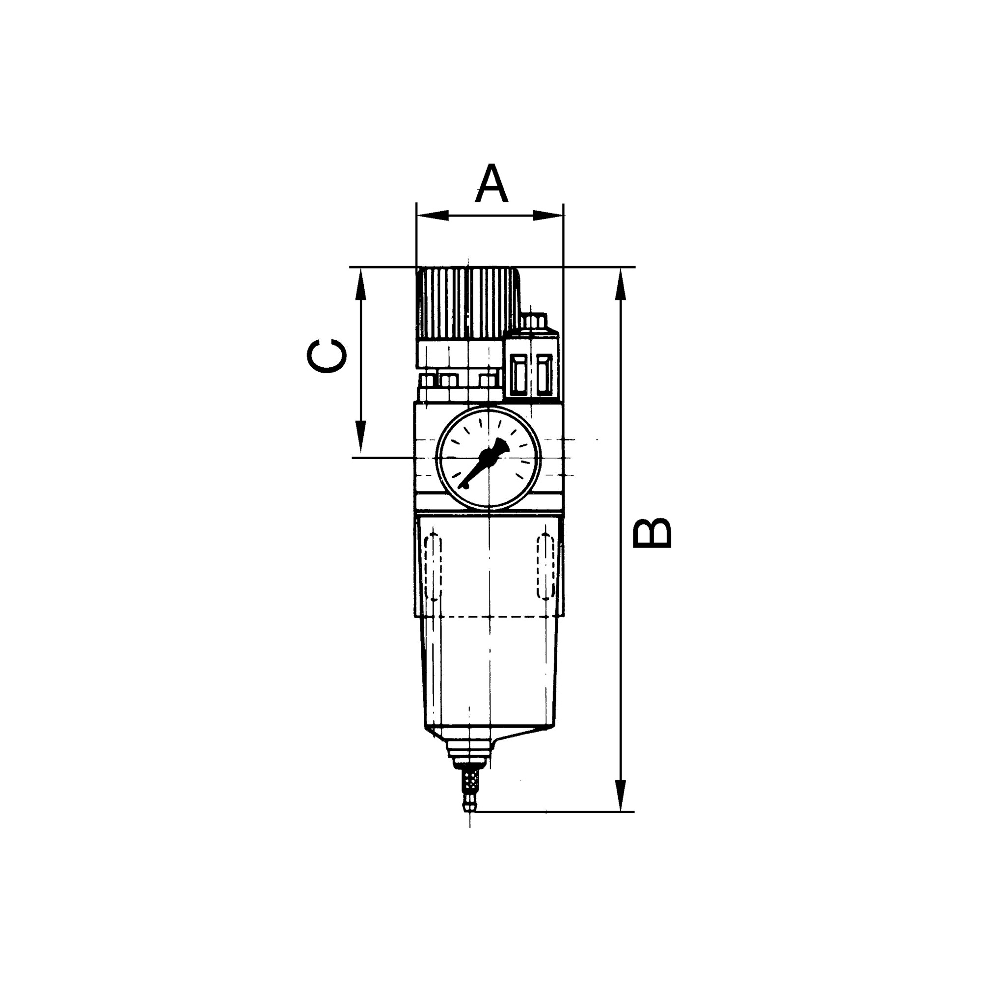 Kombi-Wartungseinheit, mit Schutzkorb, BG 2, G 3/4, 0,5 - 16 bar - Riegler 101105