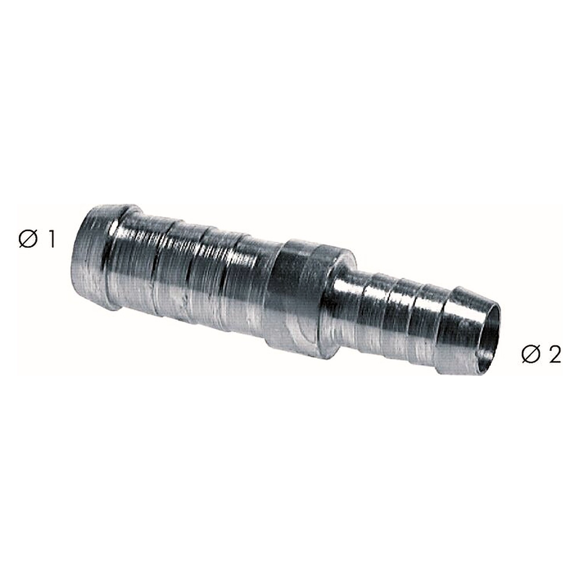 Schlauchverbinder, Schlauch innen 9 - 10 mm, Schlauch innen 7 - 8 mm, Stahl verzinkt