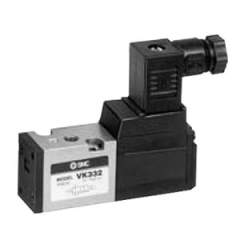 SMC VK332-5D-M5-Q. VK332, 3 Port Direct Operated Poppet Solenoid Valve, Body Ported