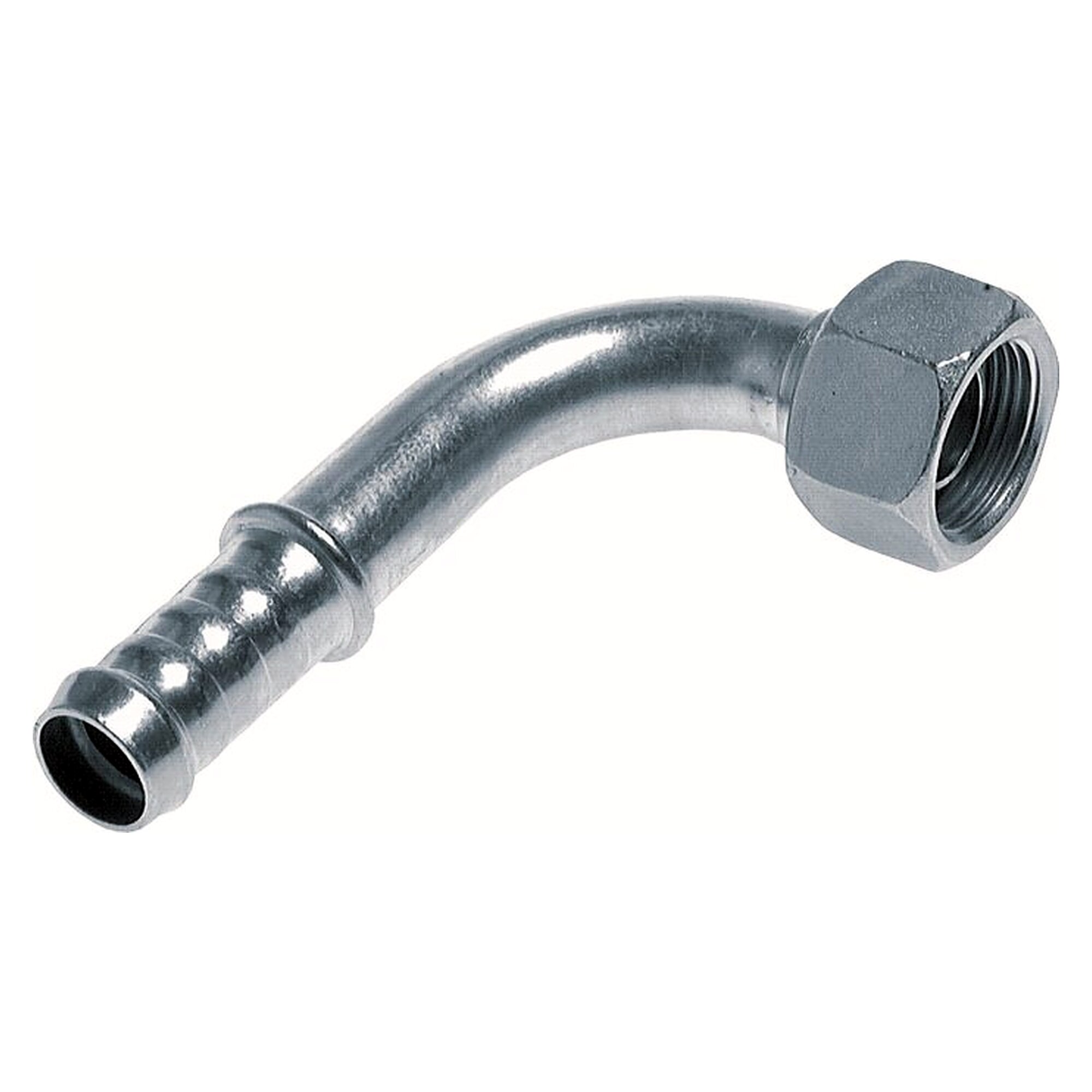 90°-Schlauchnippel M 16x1,5 Überwurfmutter, 7 - 8mm, Stahl verzinkt