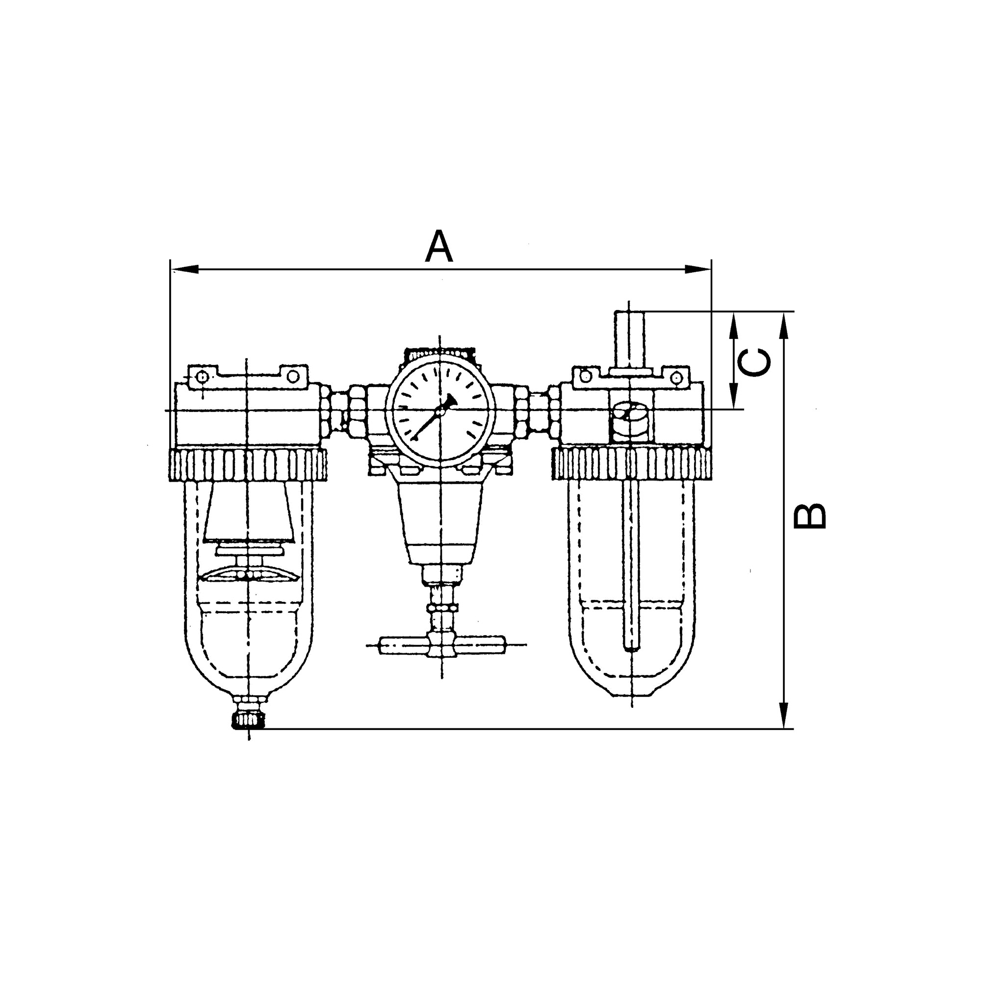 Service unit 3-part »Standard«, Protective cage, Size 1, G 1/4 - Riegler 101072