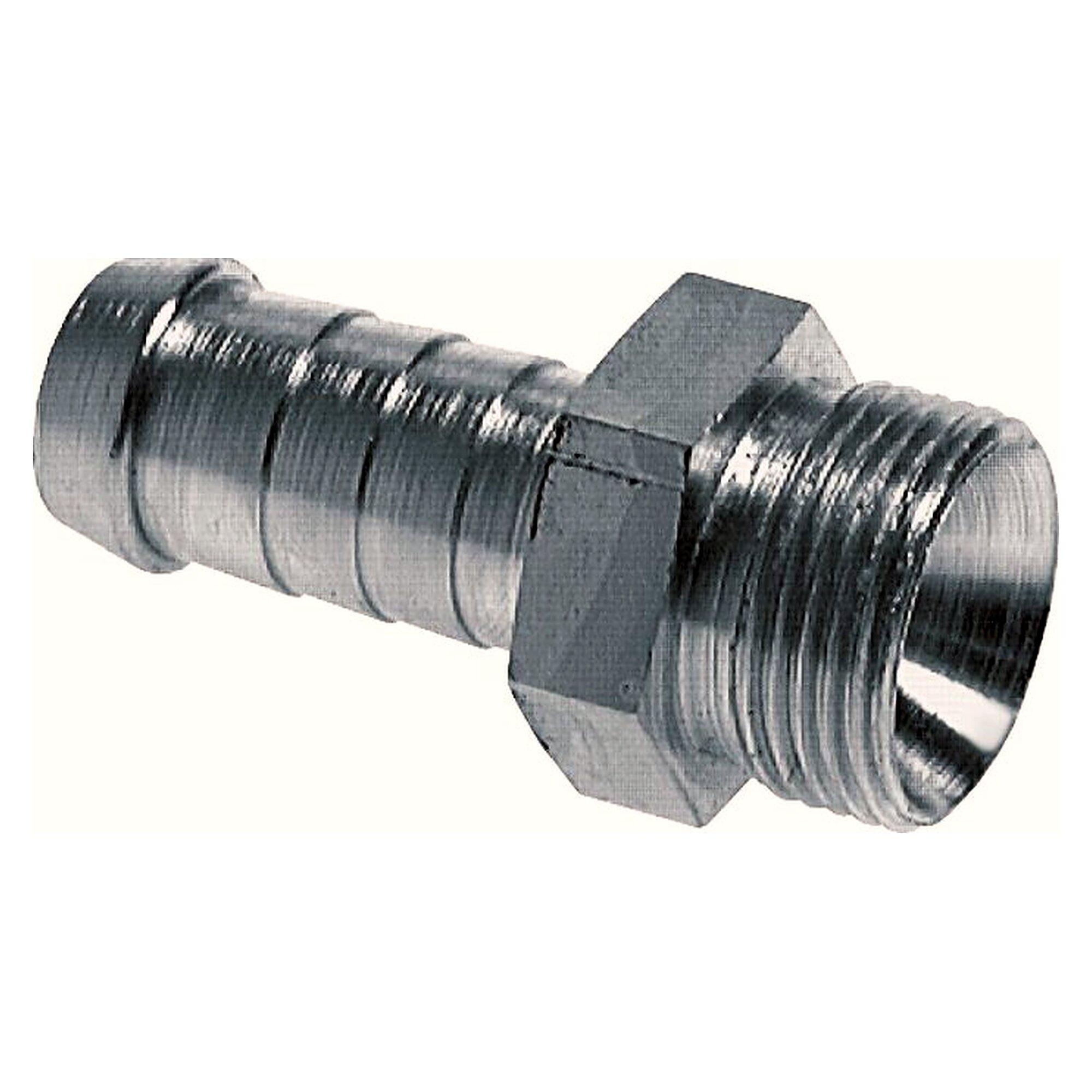 Hose nipple, thread M 18x1.5, DN 10 mm, hose connection 11 - 12 mm, zinc plated steel