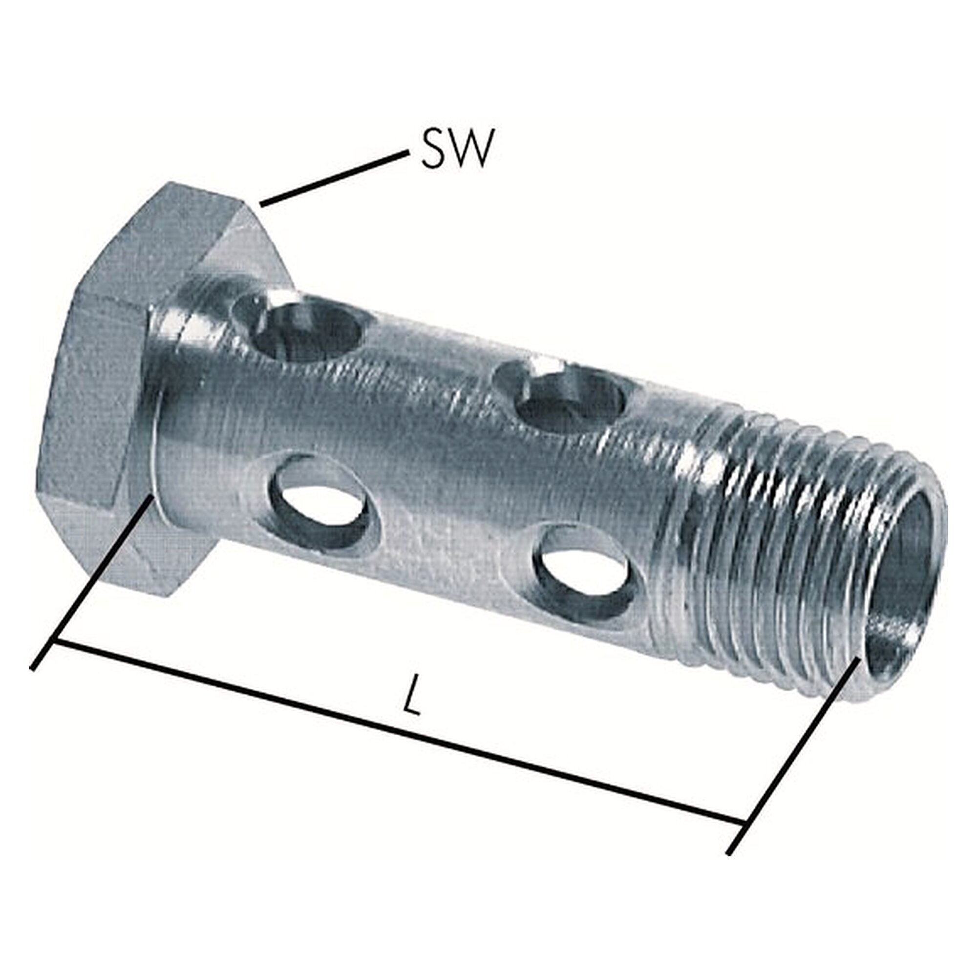 Banjo bolt twin, M 12x1.5, zinc-plated steel, ring diameter 12 mm