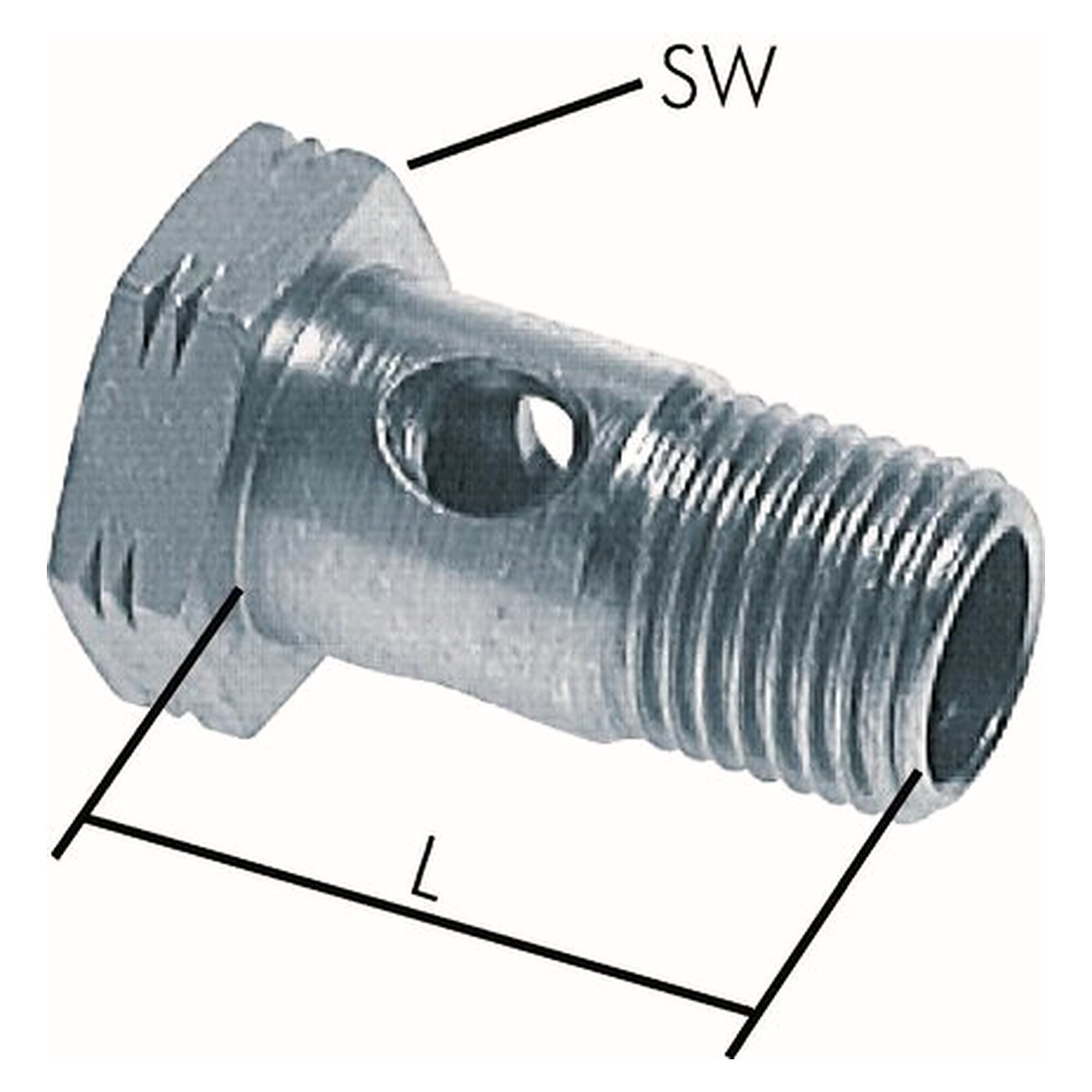 Banjo bolt single, G 1/4", zinc-plated steel, ring diameter 14.0 mm