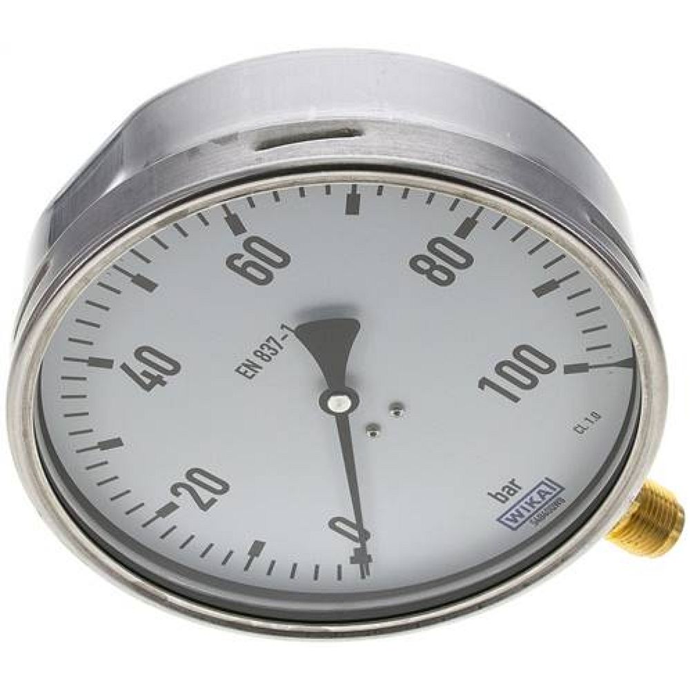 Wika MS 100160 CR Manometer senkrecht (CrNi/Ms), 160mm, 0-100 bar