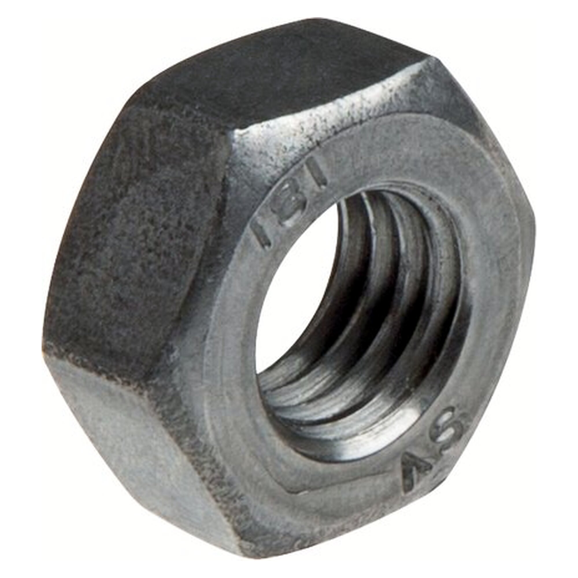 Sechskantmutter DIN 934/ISO 4032, Gewinde M 18, Schlüsselweite 27 mm, Stahl blank (schwarz) 8