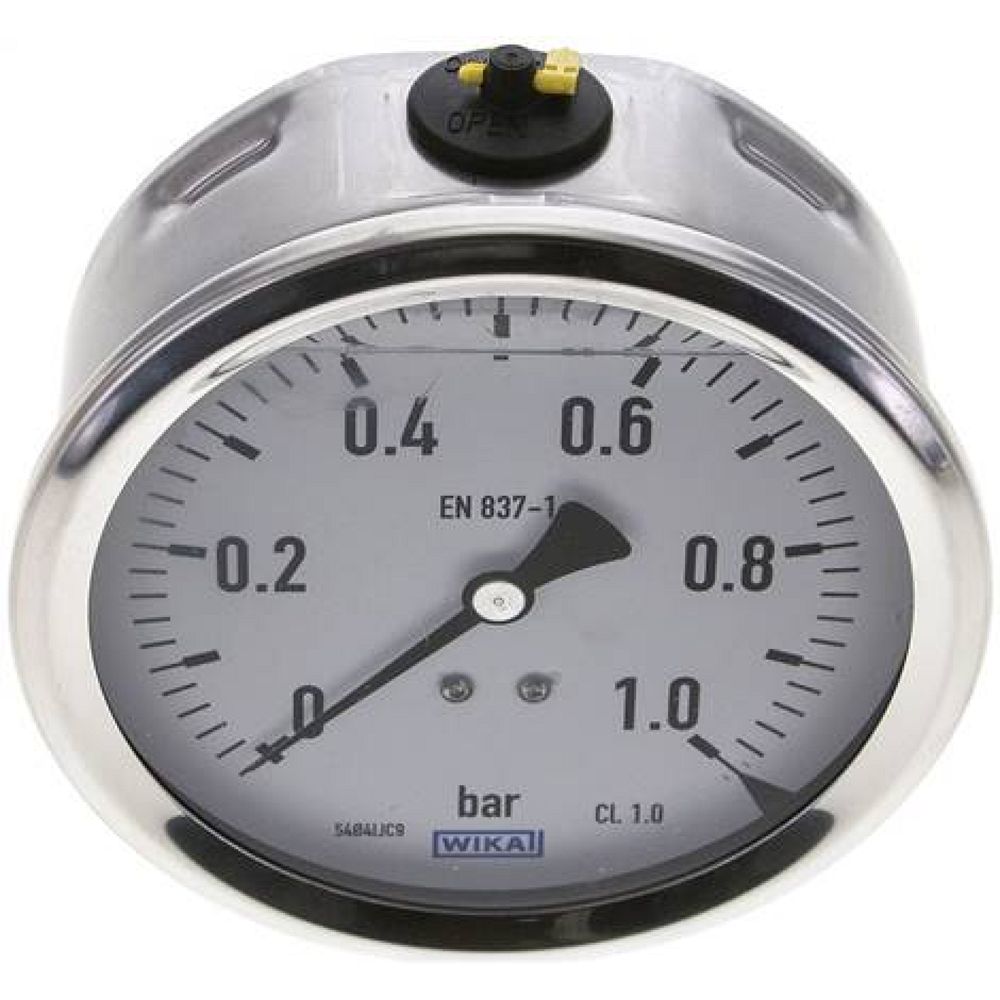 Wika MW 1100 GLY CR Glycerin-Manometer waagerecht (CrNi/Ms),100mm, 0-1bar