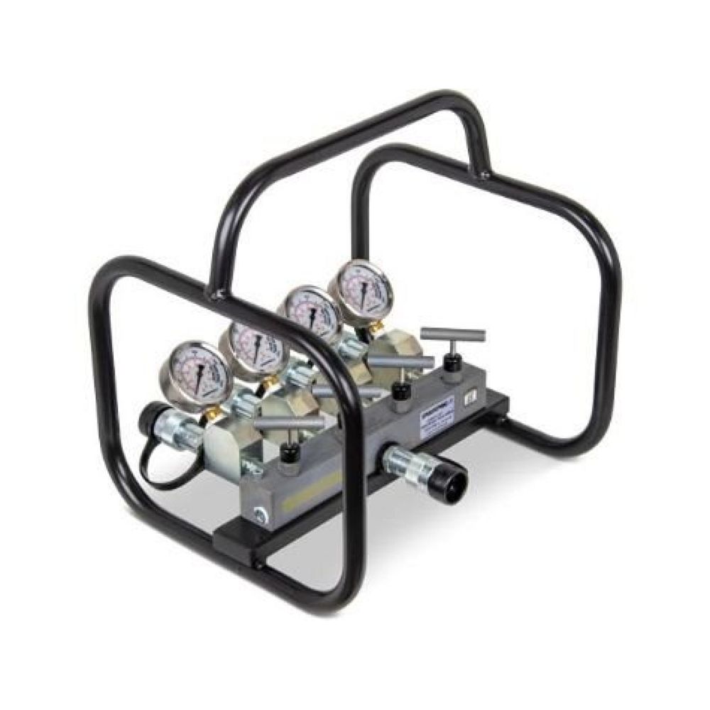 Enerpac AMGC41, Einfachwirkend, Vierfach-Verteilereinheit, komplett mit Manometern