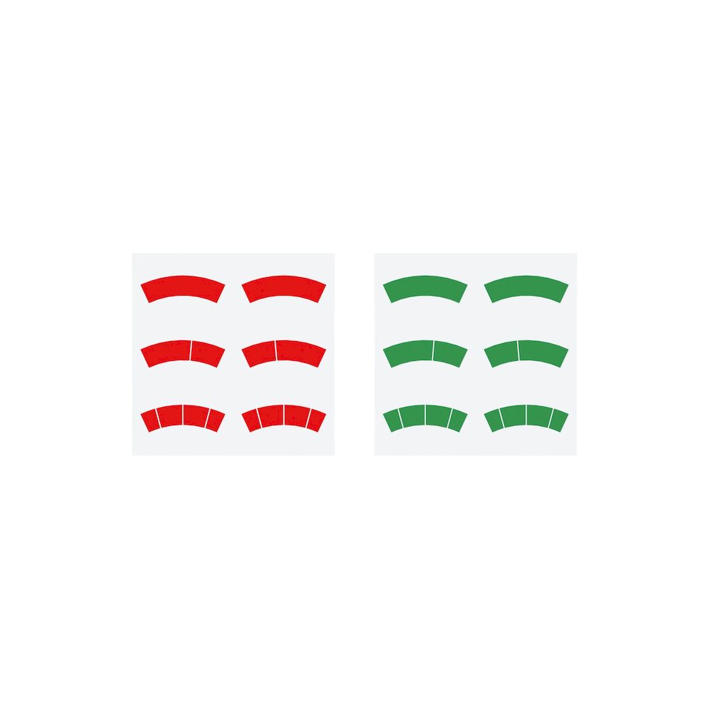 Riegler 179686.Adhesive label set, red and green circular arcs, for Ø-100