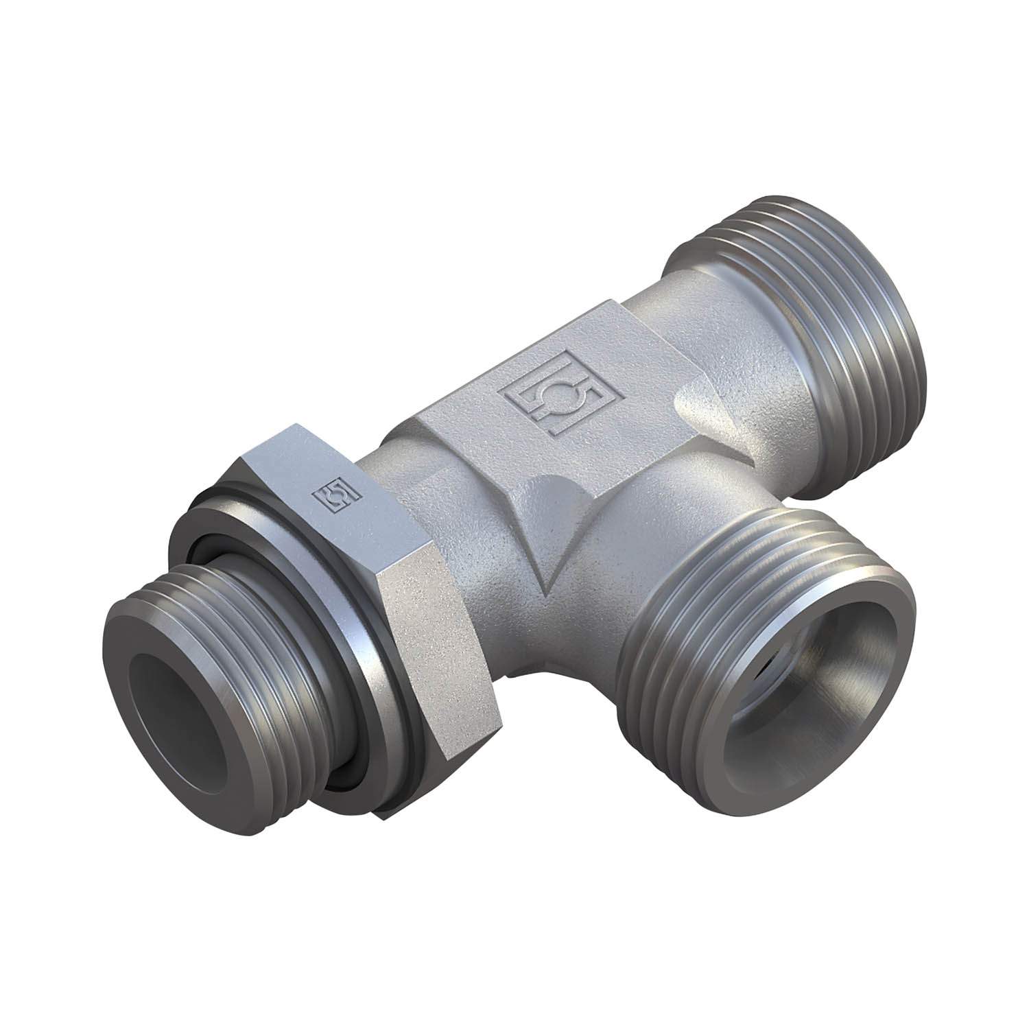 Stauff 6010008169. Adjustable Male Stud Barrel Tee with Locknut Size / Type: 30S Thread: 1 1/4 BSP O-Ring and Retaining Ring