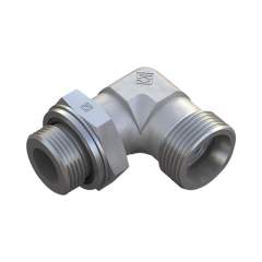 Stauff 6010008034. Einstellb. Winkel-Einschraub- Verschraubung 90° mit Kontermutter, Baugröße:12L 3/8 BSP, O-Ring mit Kammerring nur Verschraubungskörper Stahl, Zink/Nickel-beschichtet