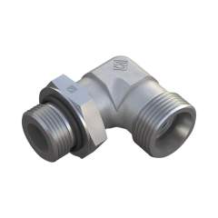 Stauff 6010008054. Einstellb. Winkel-Einschraub- Verschraubung 90° mit Kontermutter, Baugröße:12L 9/16 UNF, O-Ring nur Verschraubungskörper Stahl, Zink/Nickel-beschichtet