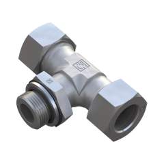 Stauff 6010008271. Einstellbare T-Einschraub- Verschraubung mit Kontermutter Größe: 06L Gewinde: 1/8 BSP O-Ring mit Kammerring mit Schneidring und Mutter