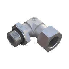 Stauff 6010008697. Einstellb. Winkel-Einschraub- Verschraubung 90° mit Kontermutter, Baugröße:12L 3/4 UNF, O-Ring mit Schneidring und Mutter Stahl, Zink/Nickel-beschichtet