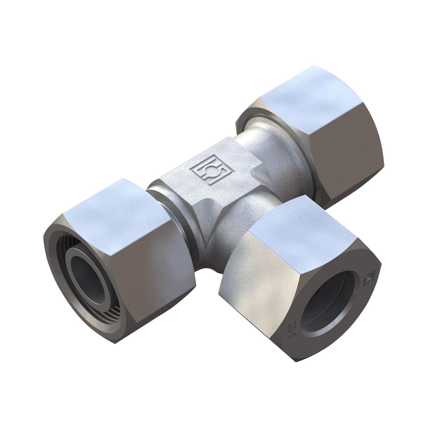 Stauff 6010009828. Adjust. Standpipe Barrel Tee Size / Type: 28L Cutting Rings,Nuts On All Ends Straight Male Stud Fitting M33x2, Profile Sealing Steel, Zinc/Nickel-Plated
