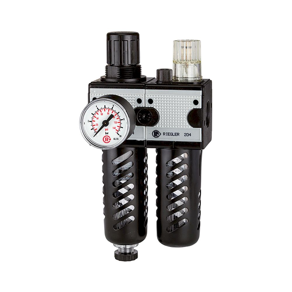 Riegler 100571. Wartungseinheit 2-tlg. »multifix«, PC-Beh., Schutzkorb, BG1, G1/4